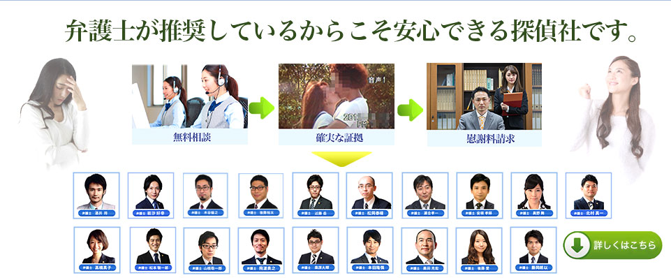 弁護士が推奨する探偵者なので安心安全